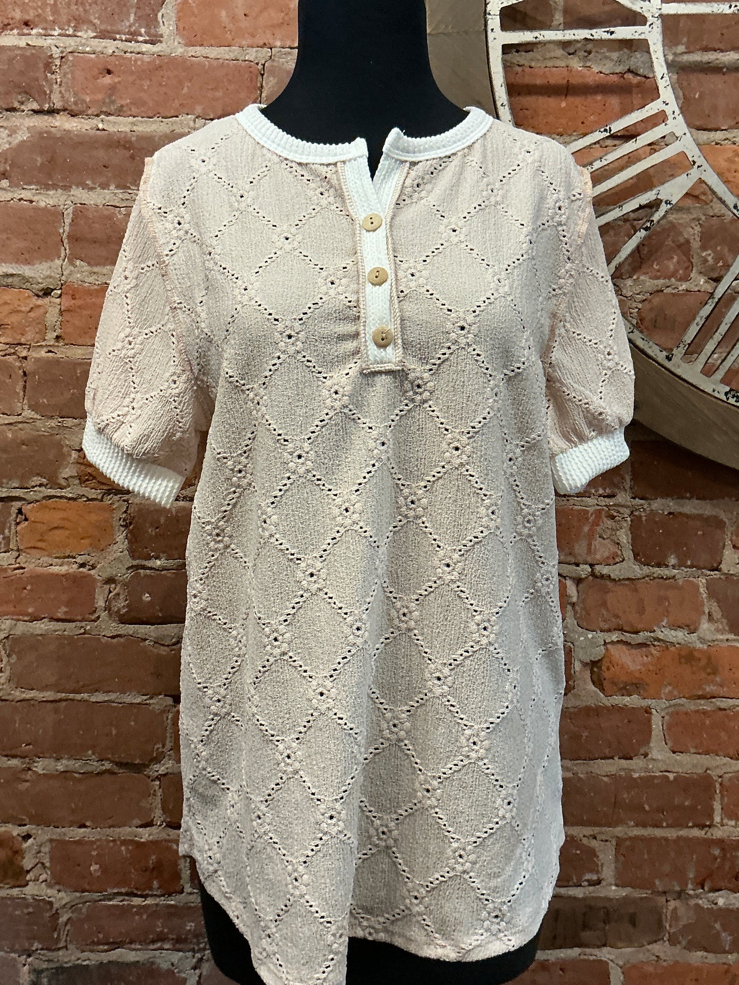Lace Knit Henley Top