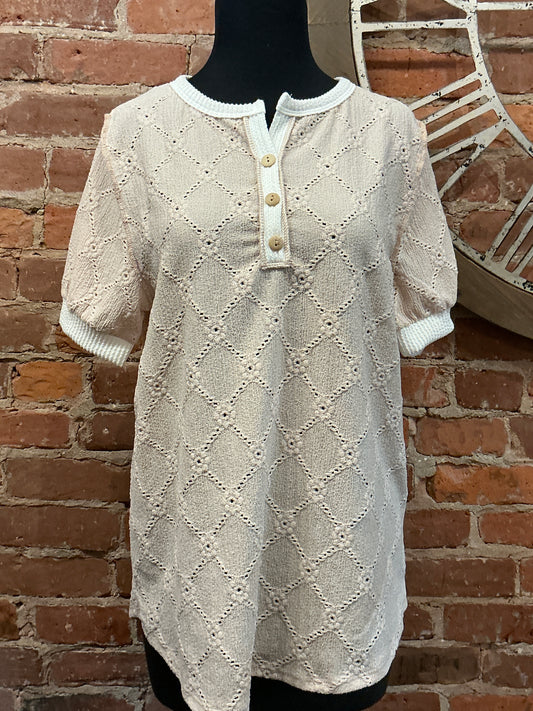 Lace Knit Henley Top