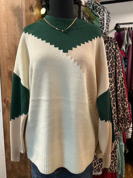 Color block Oversized Sweater in Jade