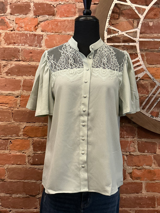 Lace Shoulder Blouse