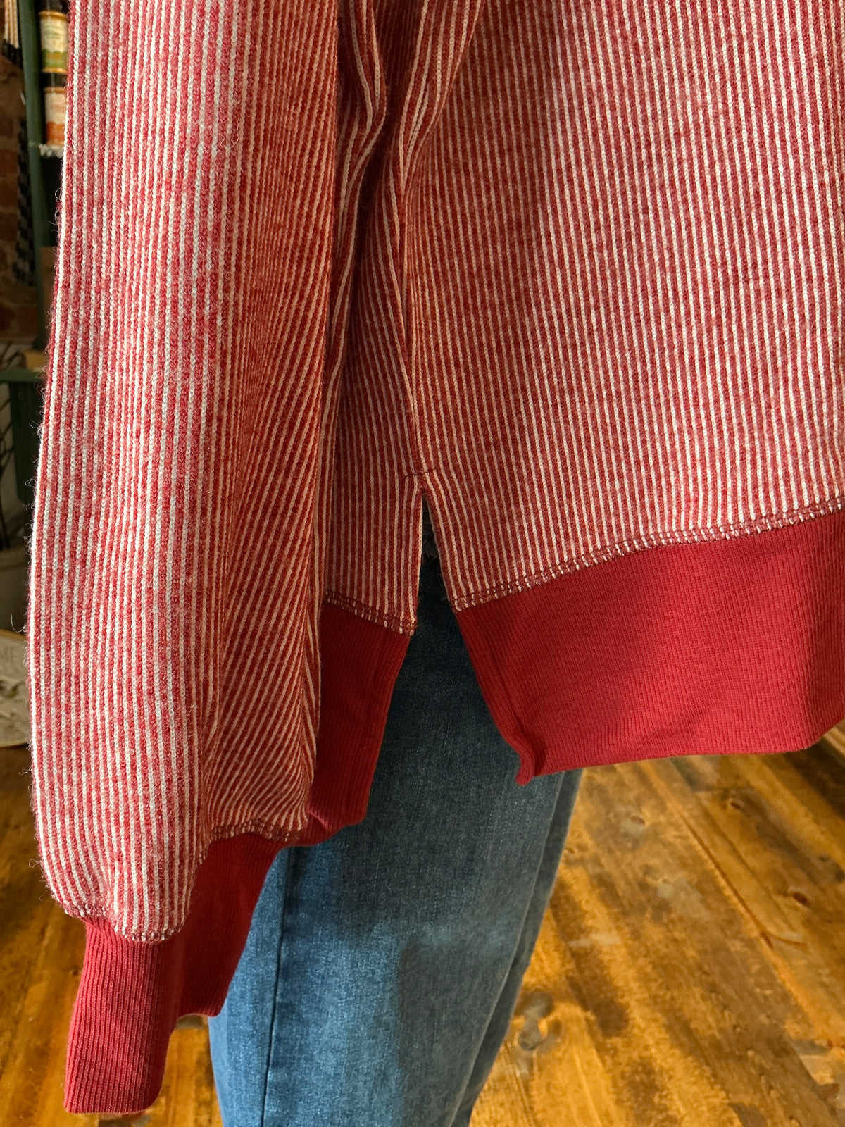 Oversized Exposed Stitch Top Burgundy