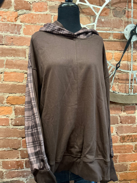Plaid Patchwork Chocolate Hoodie