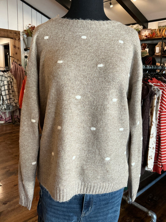 Polka Dot Sweater in Beige