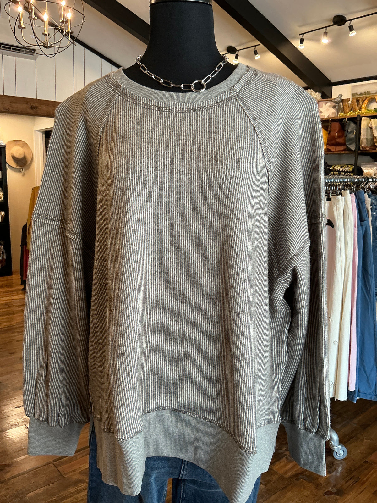Plus Oversized Exposed Stitching Top