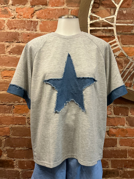 Denim Star Oversized Top