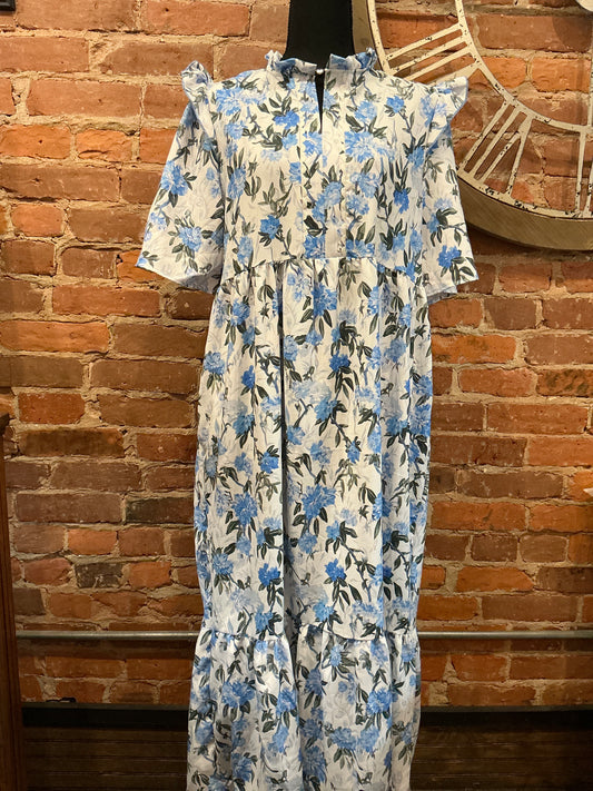 Flowy Ruffle Dress w/ Notch Neckline