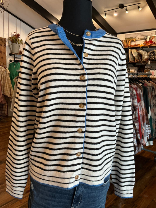 Blue Accent Cardigan Sweater