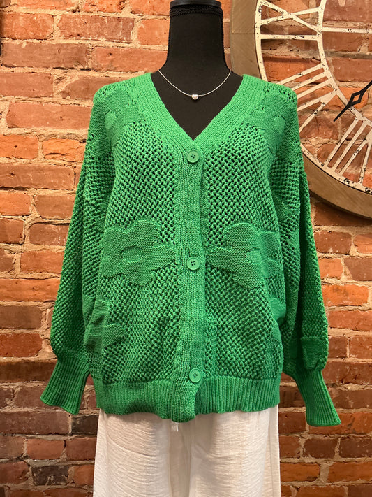 Knit Flower Design Cardigan