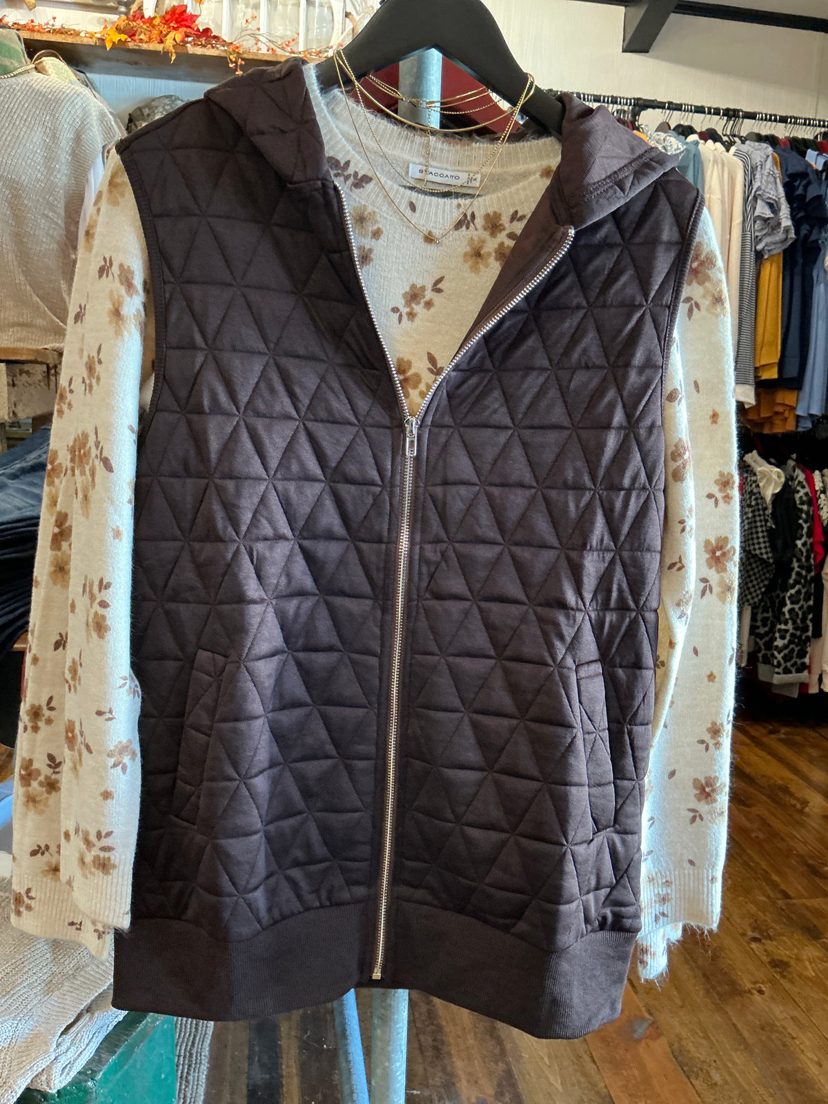 Chocolate Brown Quilted Vest