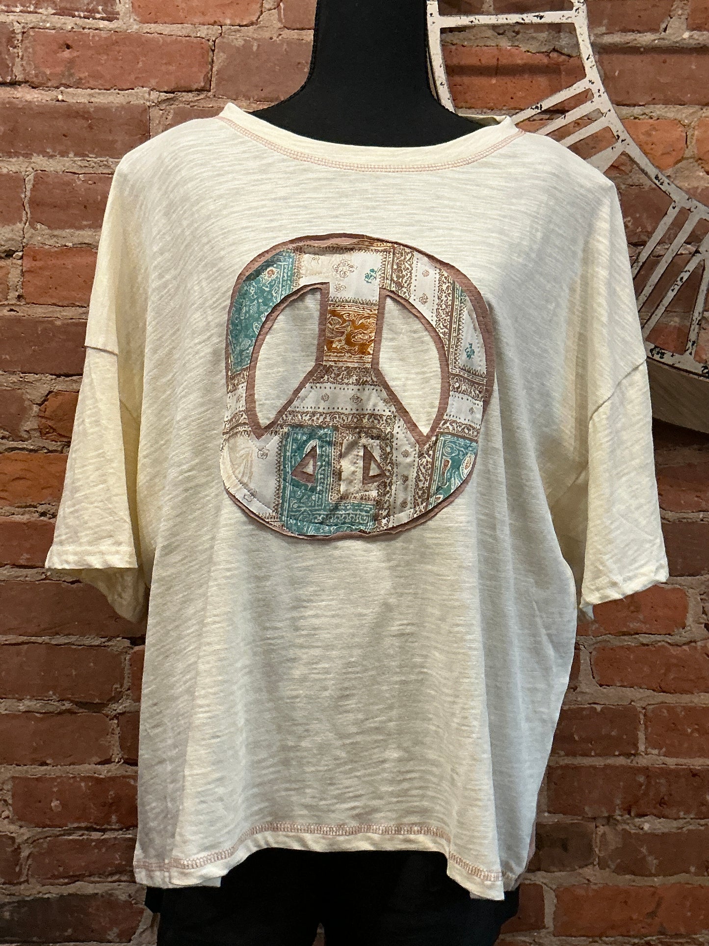 Plus Frayed Peace Sign Top