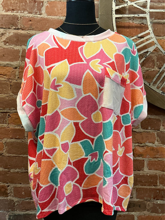 Plus Round Neck  Floral Top