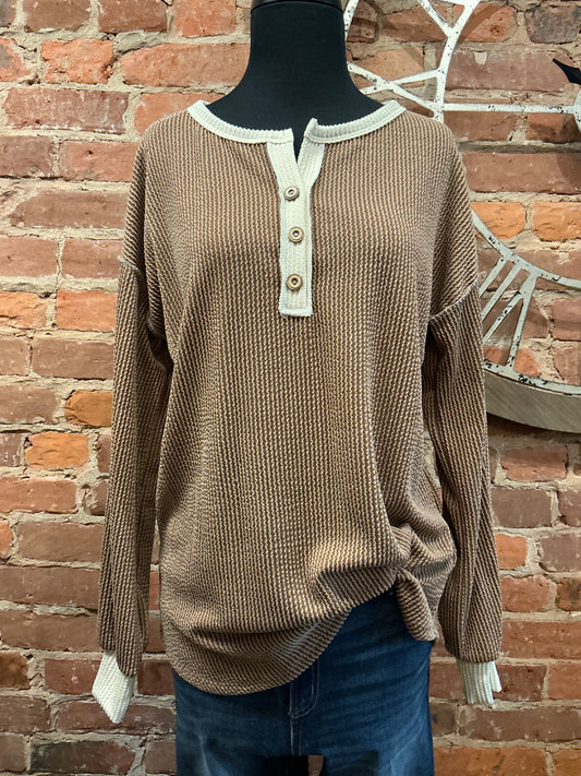 Button Down Ribbed Top