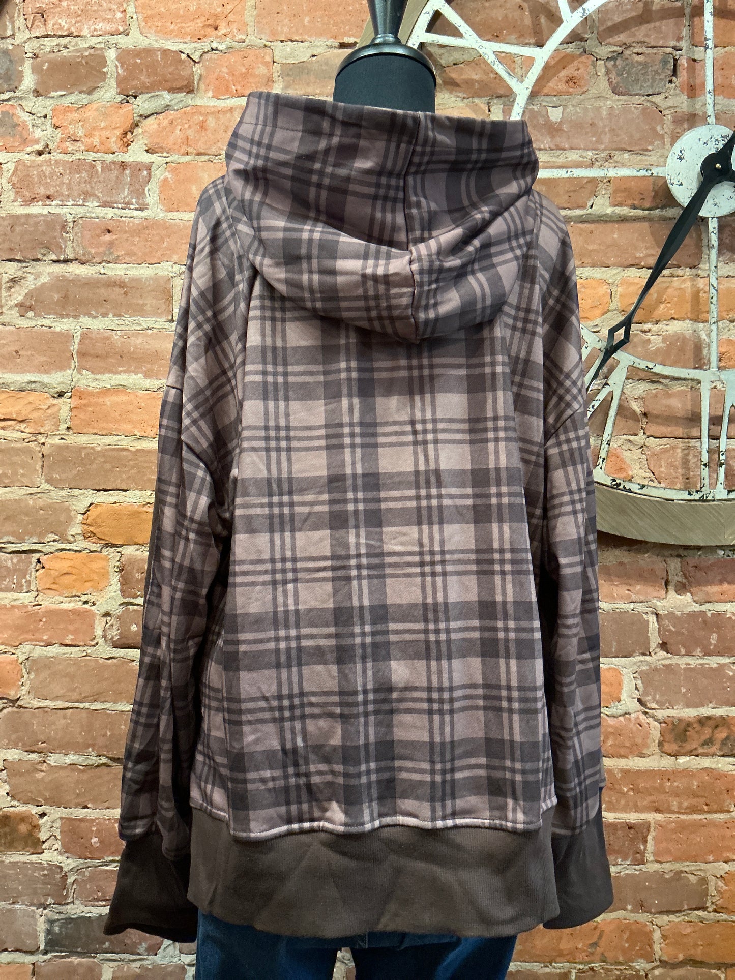 Plaid Patchwork Chocolate Hoodie