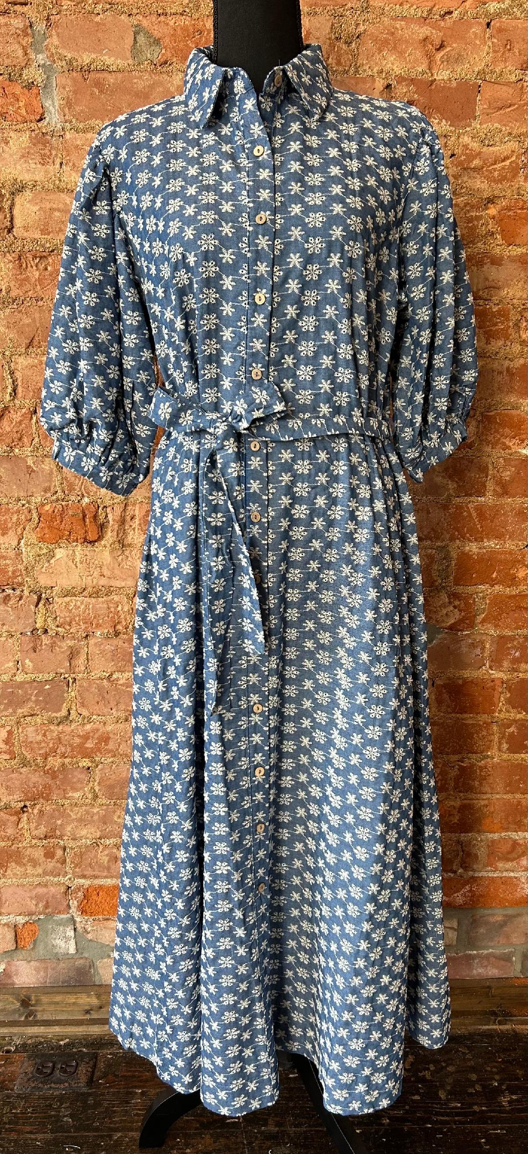 Embroidered Denim Dress