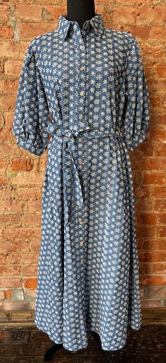 Embroidered Denim Dress