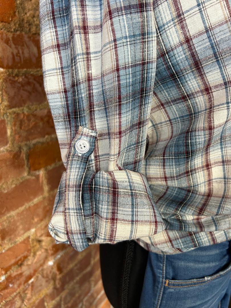 Button Down Plaid Top