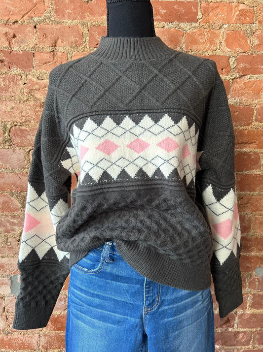 Waffle Knit Classic Diamond Sweater