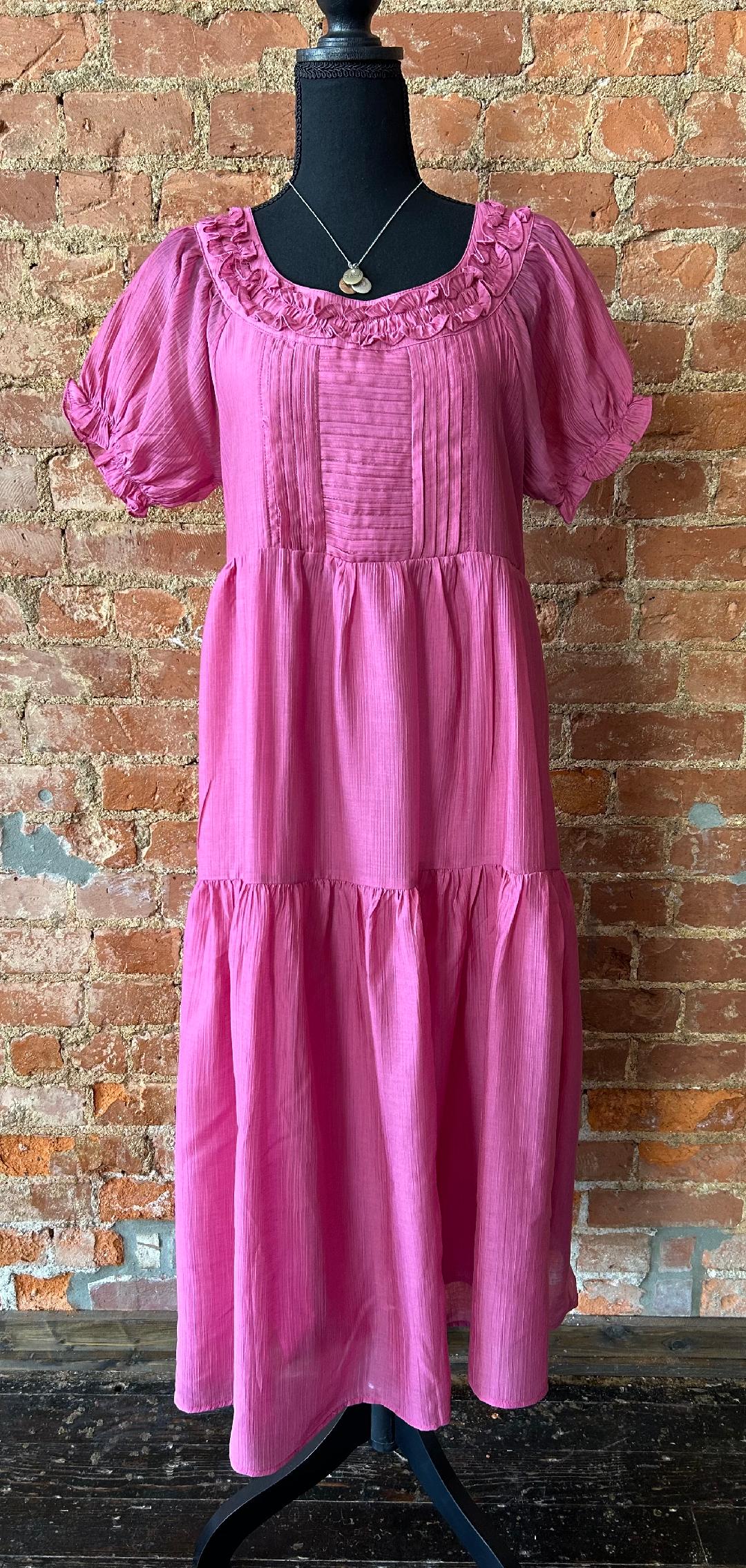 Round Neck Tired Midi Dress
